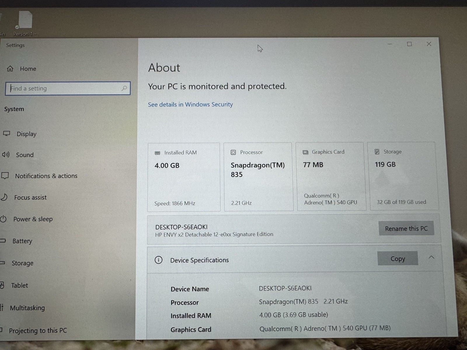 HP Envy x2 12-e0xx | Snapdragon 835 | 4GB RAM | 128GB HDD – Keyboard, windows 10