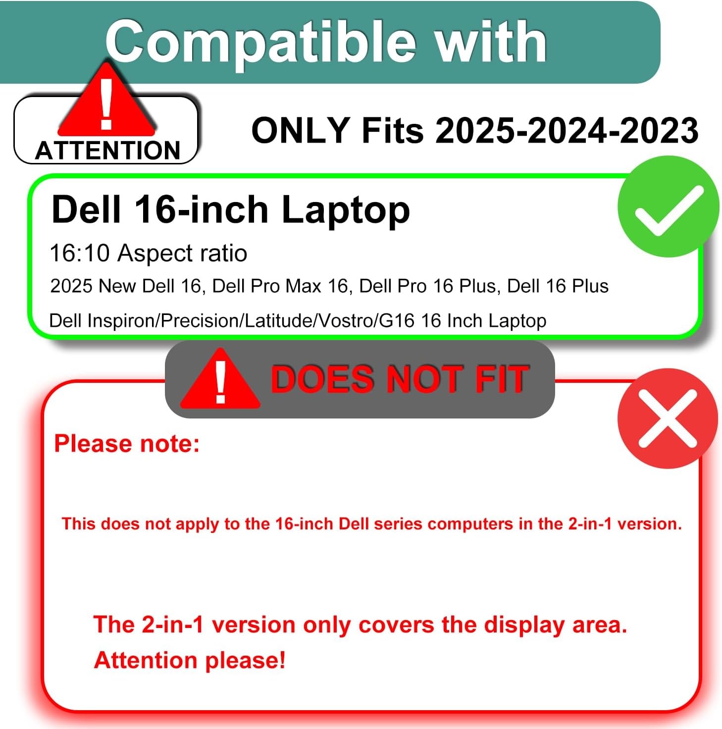 Dell 16-Inch Laptop Tempered Glass Screen Protector Anti-Scratch, HD Clear, Bubb