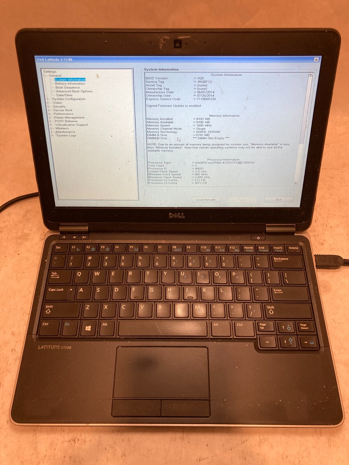 Dell Latitude E7240 Laptop 12″ Intel Core i5 4th Gen BAD KEYBOARD -PP