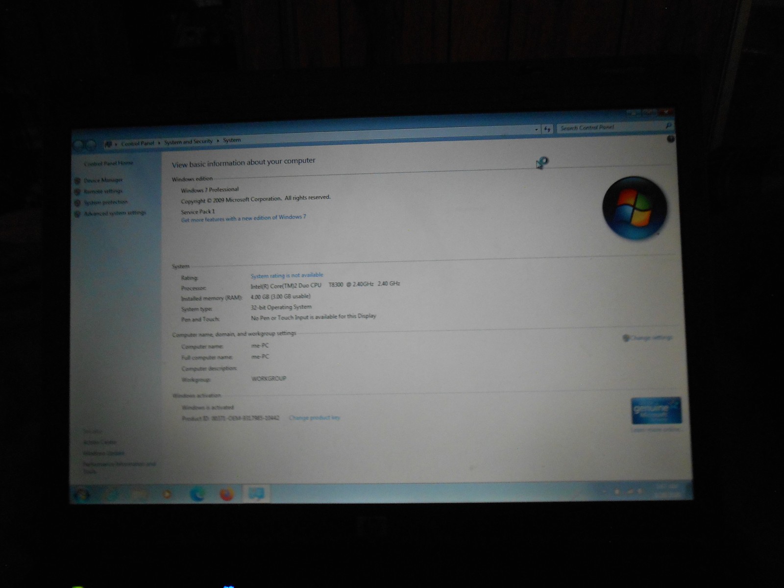 HP Compaq 6910 P Windows 7 Professional Activated Laptop