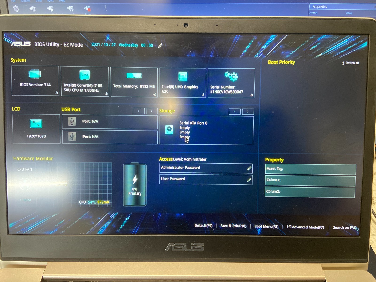 Asus Zenbook UX331U Intel Core i7-8550u 1.8GHz 8GB NO HDD
