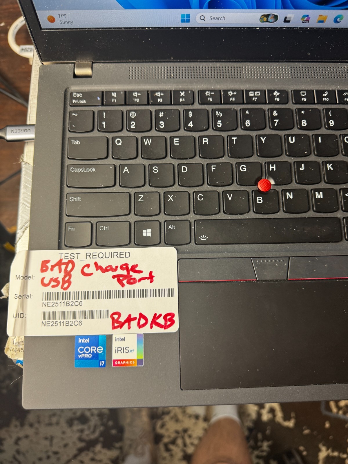 LENOVO THINKPAD T14s GEN 2 Core I7-1185G7 256GB SSD 16GB RAM For Repair #6490