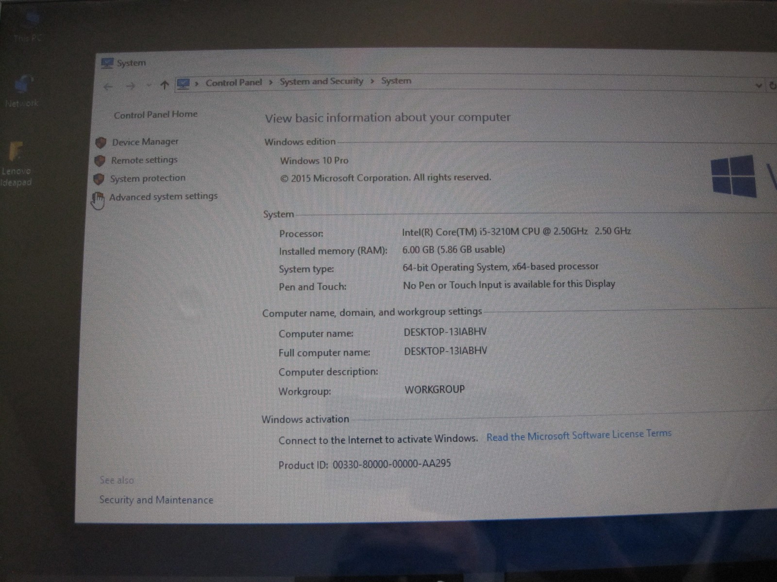 Lenovo IdeaPad P500 15.6” i5-3210M 2.50GHz 6GB ram 500GB HDD **READ**