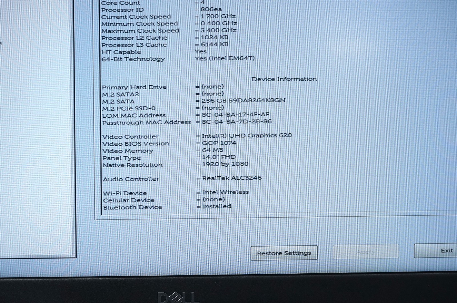 Dell Latitude 5490 14″ Intel Core i5-8250u 1.6GHz 8GB RAM 256GB SSD Win 11 Pro
