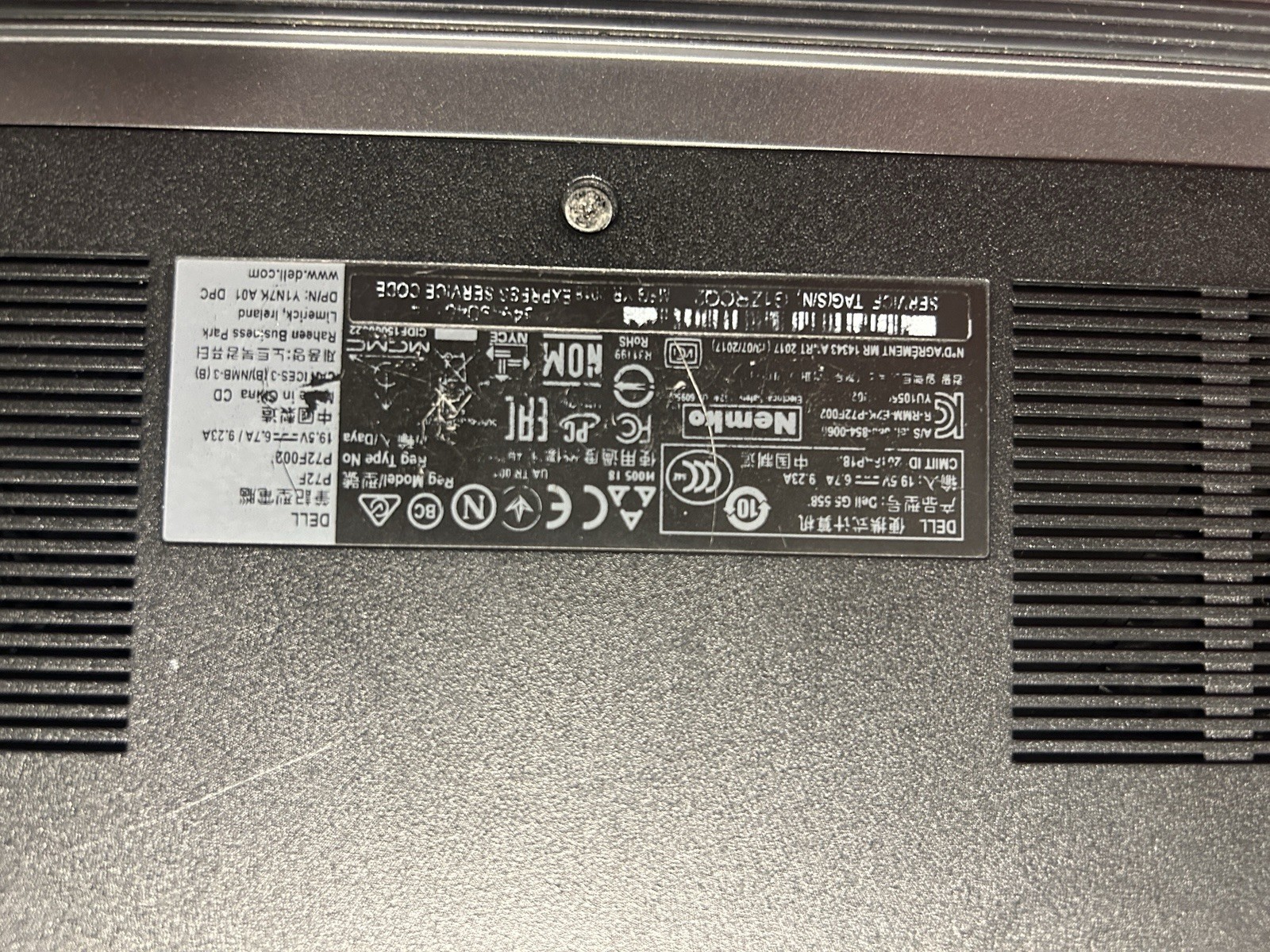 Dell Laptop Inspiron P65F I7 7th Gen (4) For Parts As Is Pc Nvidia Gtx