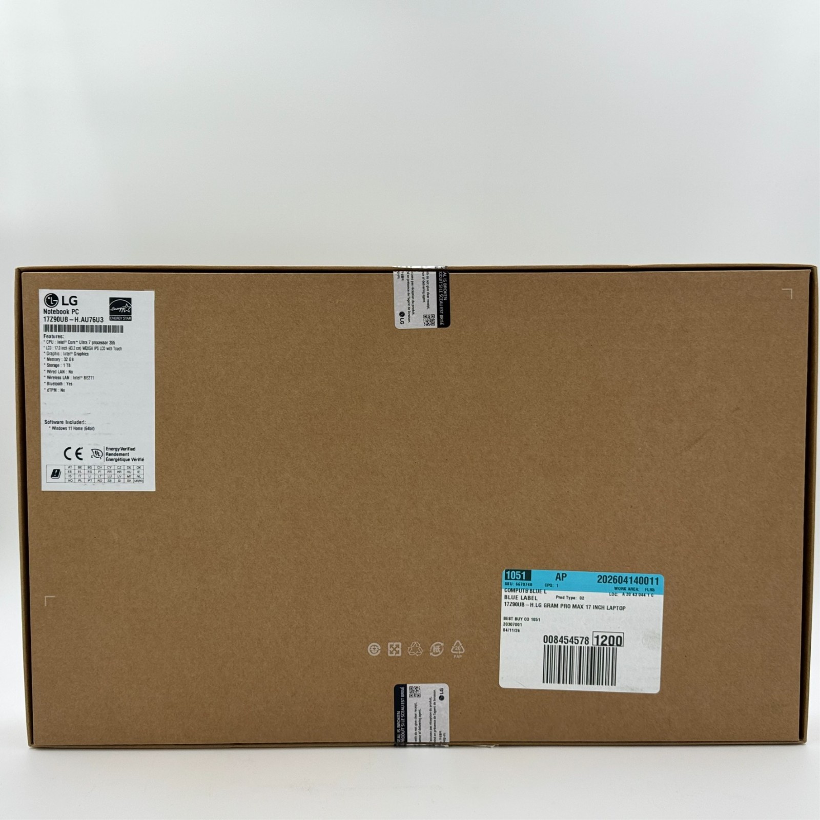 LG gram Max 17″ Touch Laptop Intel Core Ultra 7 32GB RAM 1TB SSD Matte Bronze