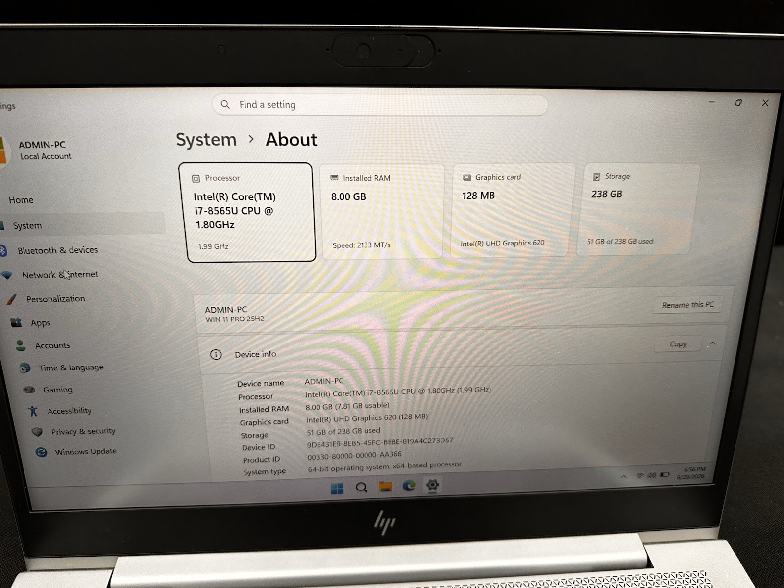 HP EliteBook 840 G6 Intel Core i7-8665U 8GB DDR4 256 GB SSDNvme.Grade B. #06