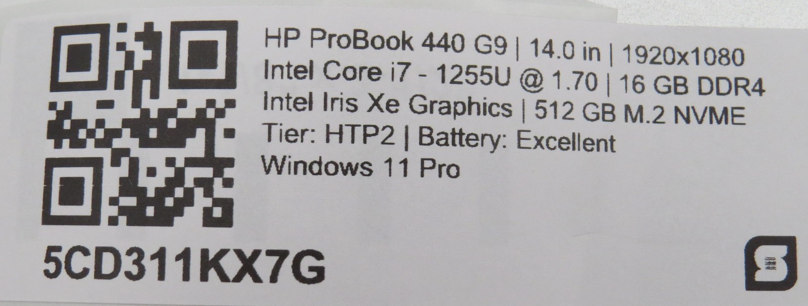 HP ProBook 440 G9 i7-1255U @ 1.7GHz | 16GB DDR4 | 512GB SSD | 14″ | Win 11 Pro