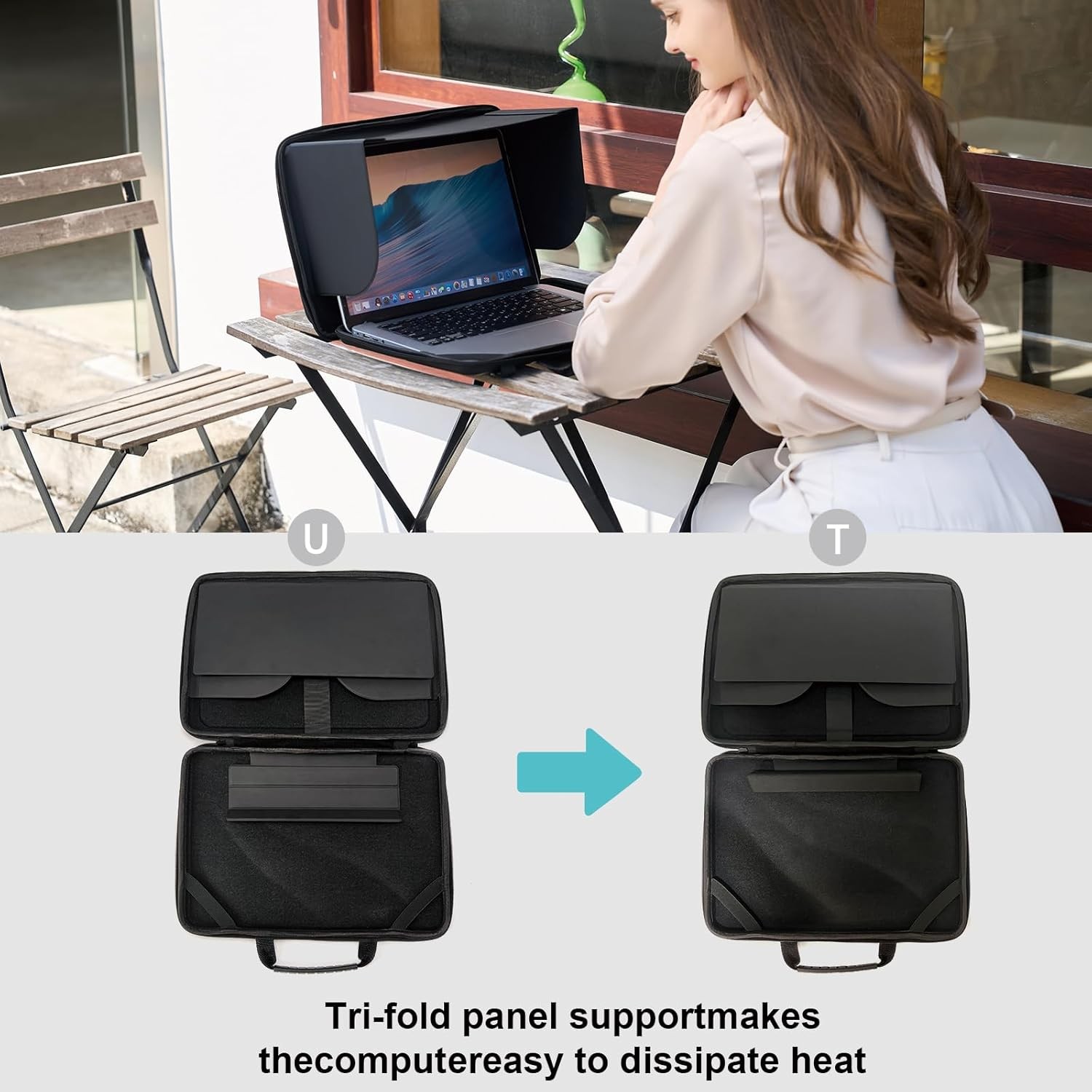 Foldable Sun Shade Bag for 14.2-15.6 Inch Laptops, Protective Sleeve Case for Ch
