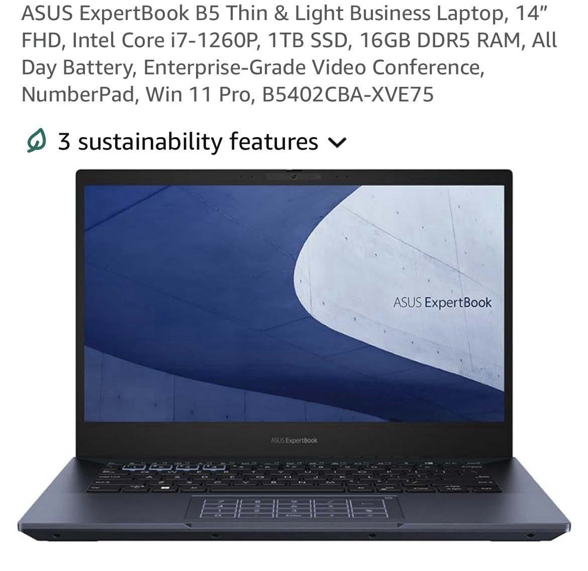NEW Asus Expertbook B5 B5402 14” FHD Flip Intel Core i7-1260p 16gb Ram 1tb Ssd