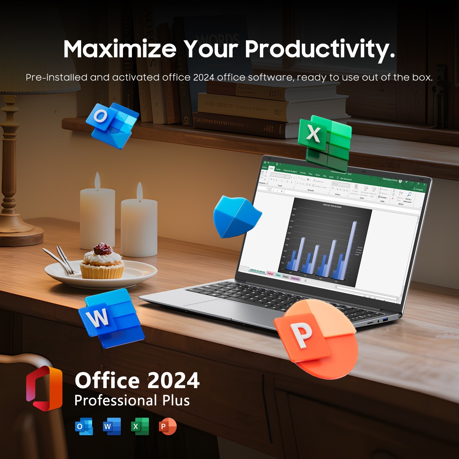 15.6″ Laptop PC 12+256GB,Windows 11 Pro Computer,Intel Celeron N4000,MS Office
