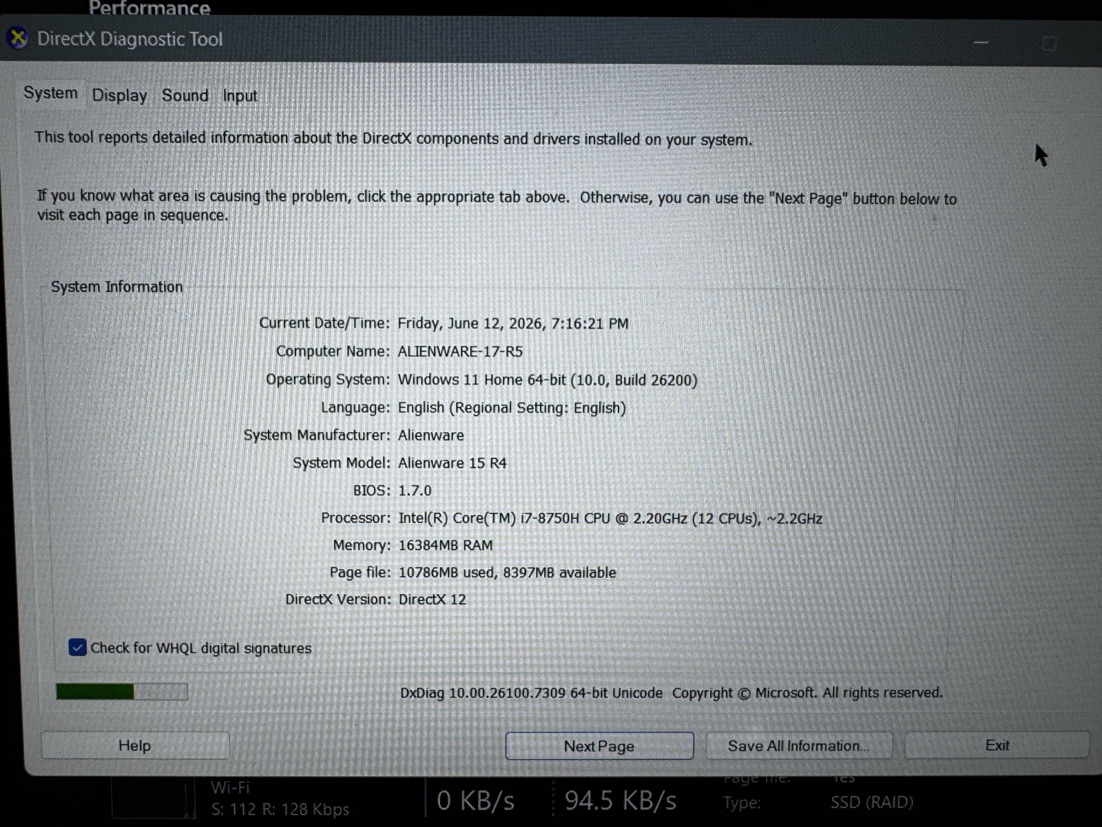Alienware 15 R4 15.6in i7-8750H 16GB 1TB SSD GTX 1060 Win 11