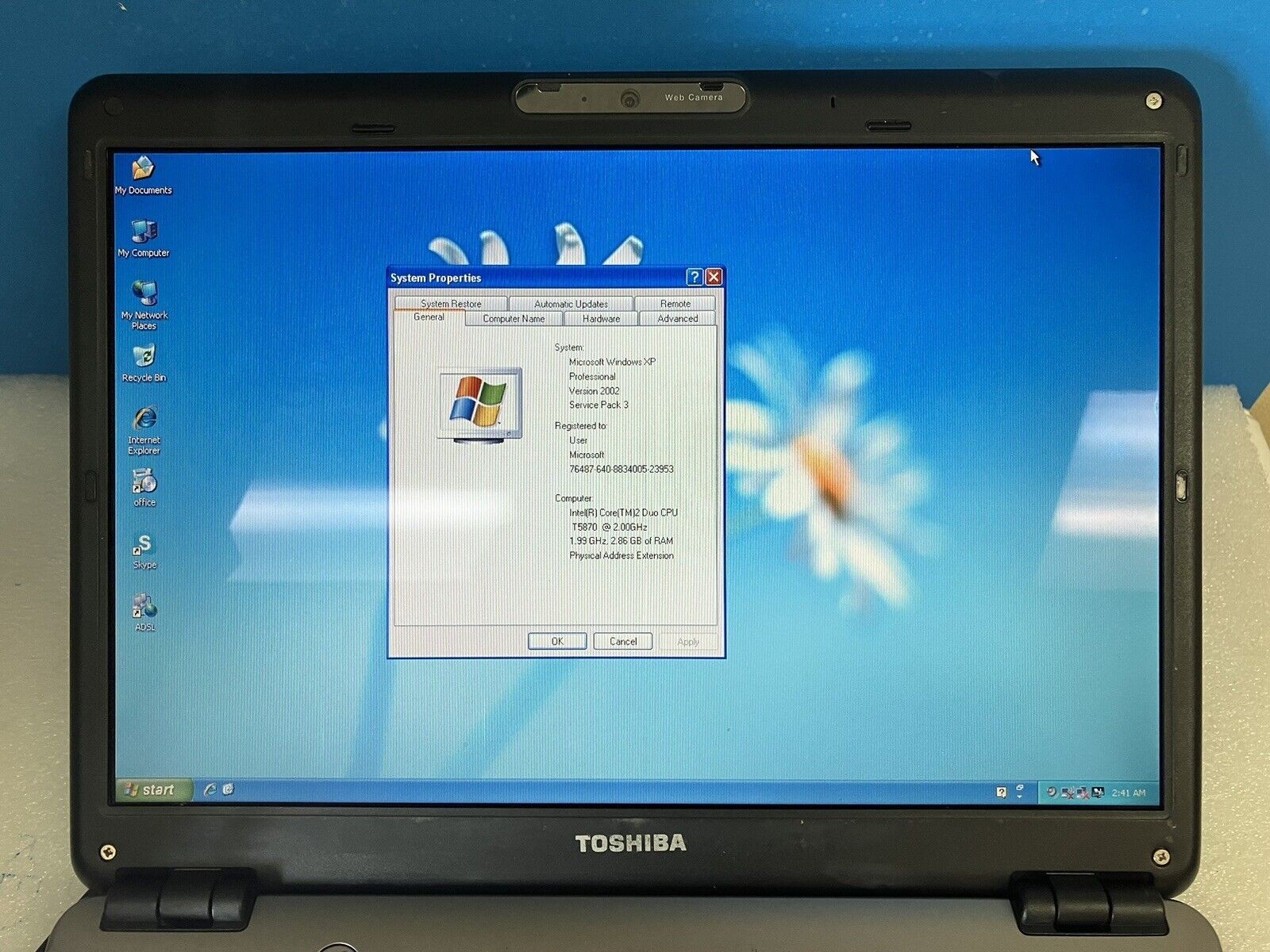 Toshiba Satellite Pro U400 13.3″ Laptop C2D T5870 3GB RAM, 300GB Windows XP SP3