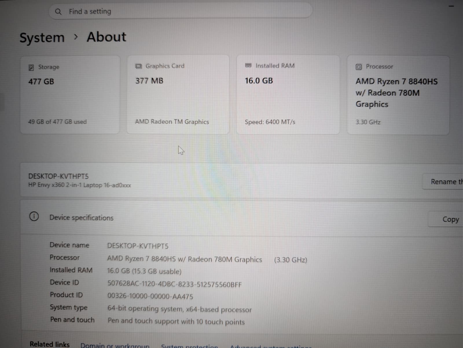 HP Envy X360 2-in-1 16-ad W/ Dock | Ryzen 7 8840HS 16GB RAM 512GB SSD | FHD+