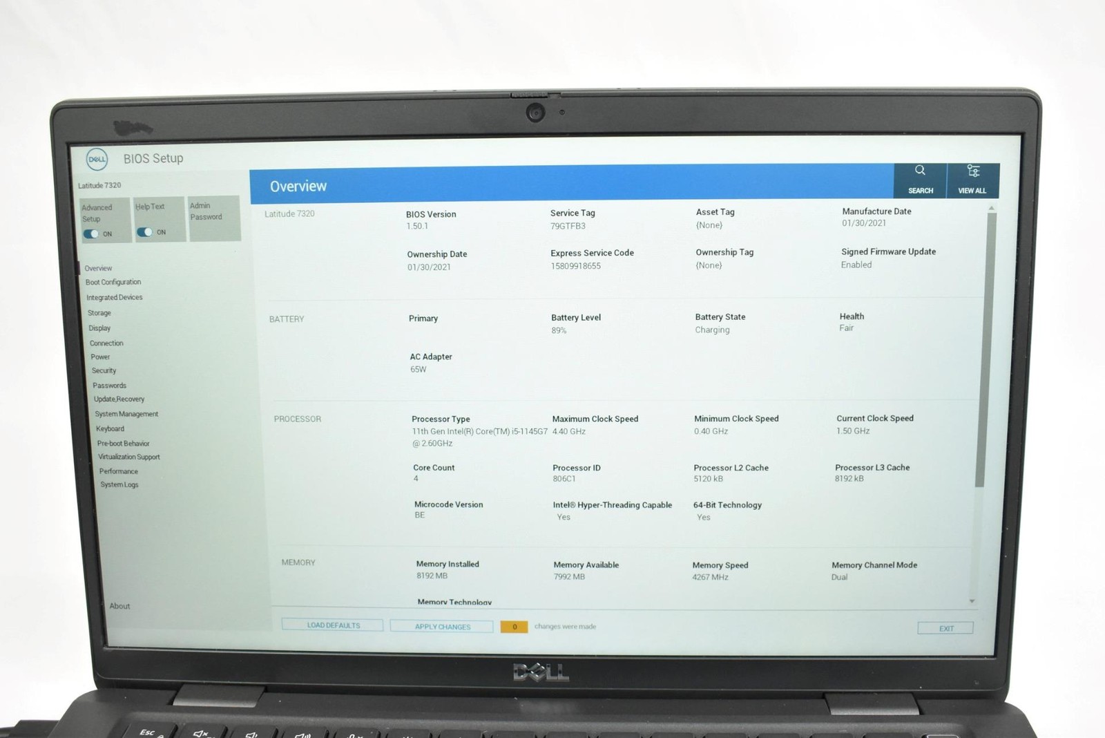 Dell Latitude 7320 Laptop i5-1145G7 2.6GHz 8GB 256GB SSD 14″ No OS *See Details*