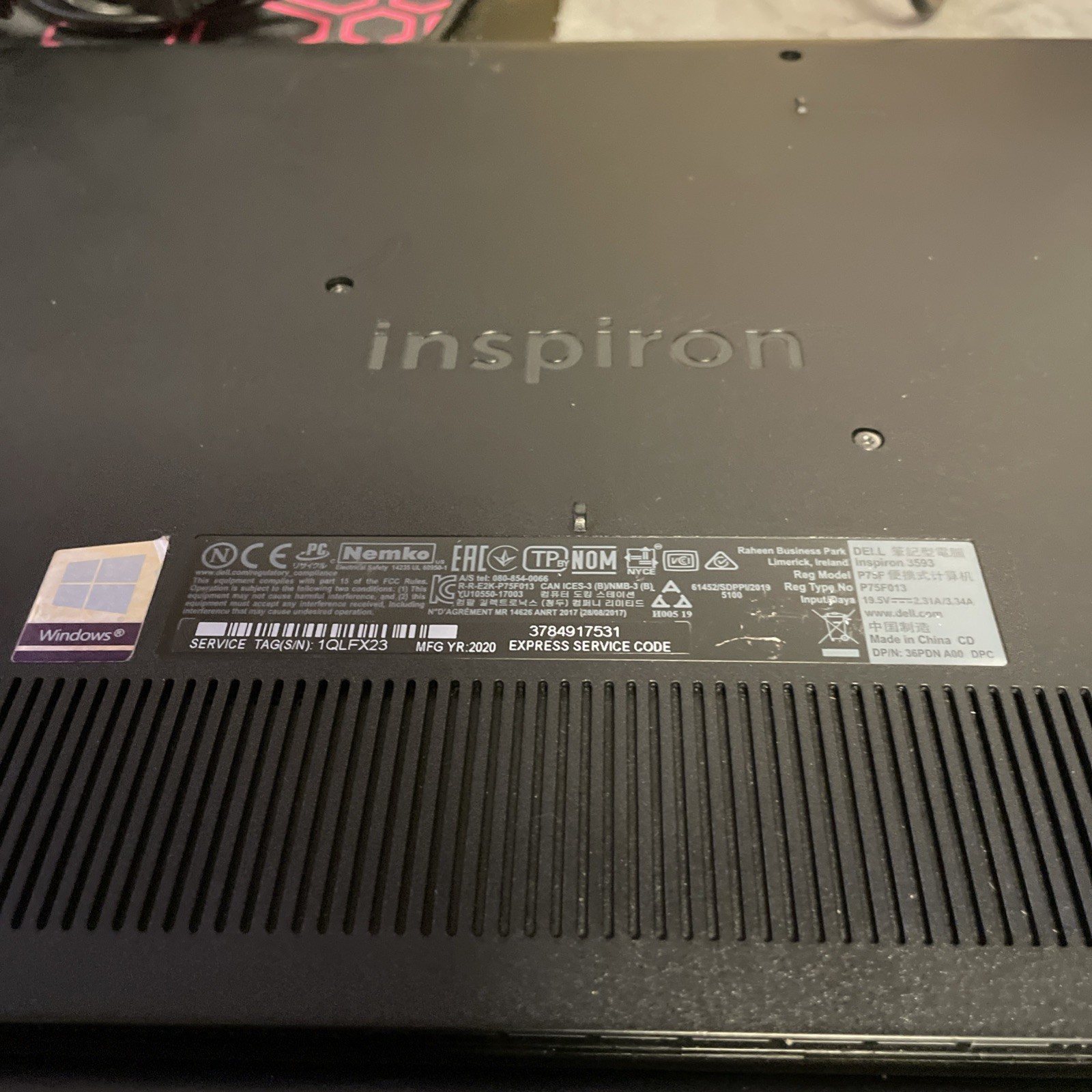 Dell Inspiron 15 3593 – 15.6″ Laptop – i5-1065G7 8GB RAM 256GB SSD – Windows 11