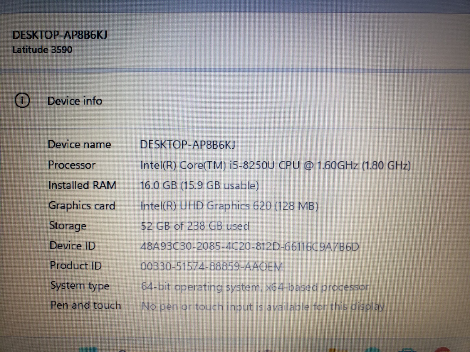 Dell Latitude 3590 15.6″ Intel Quad Core i5-8250U@1.6GHz 16GB RAM 256GB SSD #6