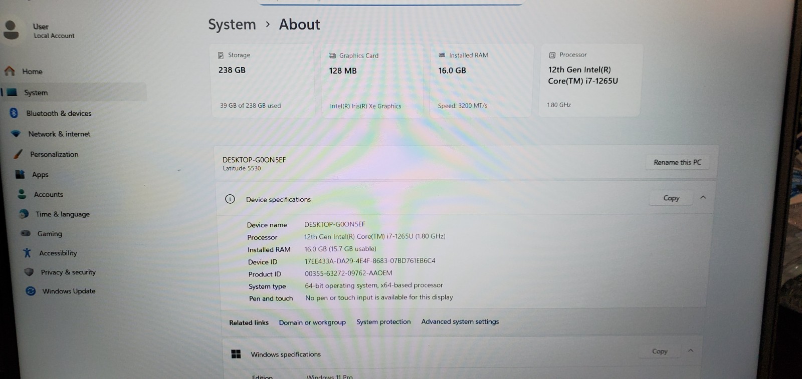 Dell Latitude 5530 Laptop i7-12th Gen 16GB RAM 256GB SSD W11P BIOS Locked