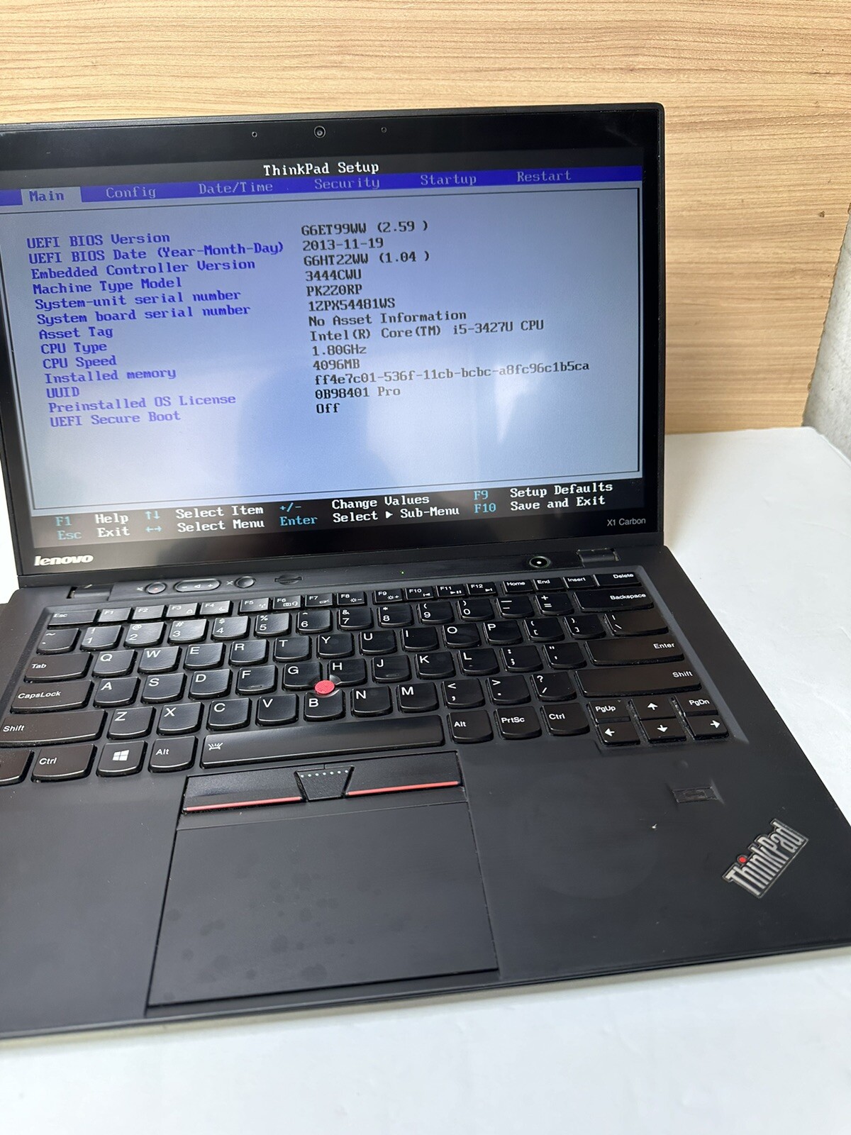Lenovo ThinkPad X1 Carbon Intel Core i5-3427U 1.8GHz 4GB RAM No Hard Drive
