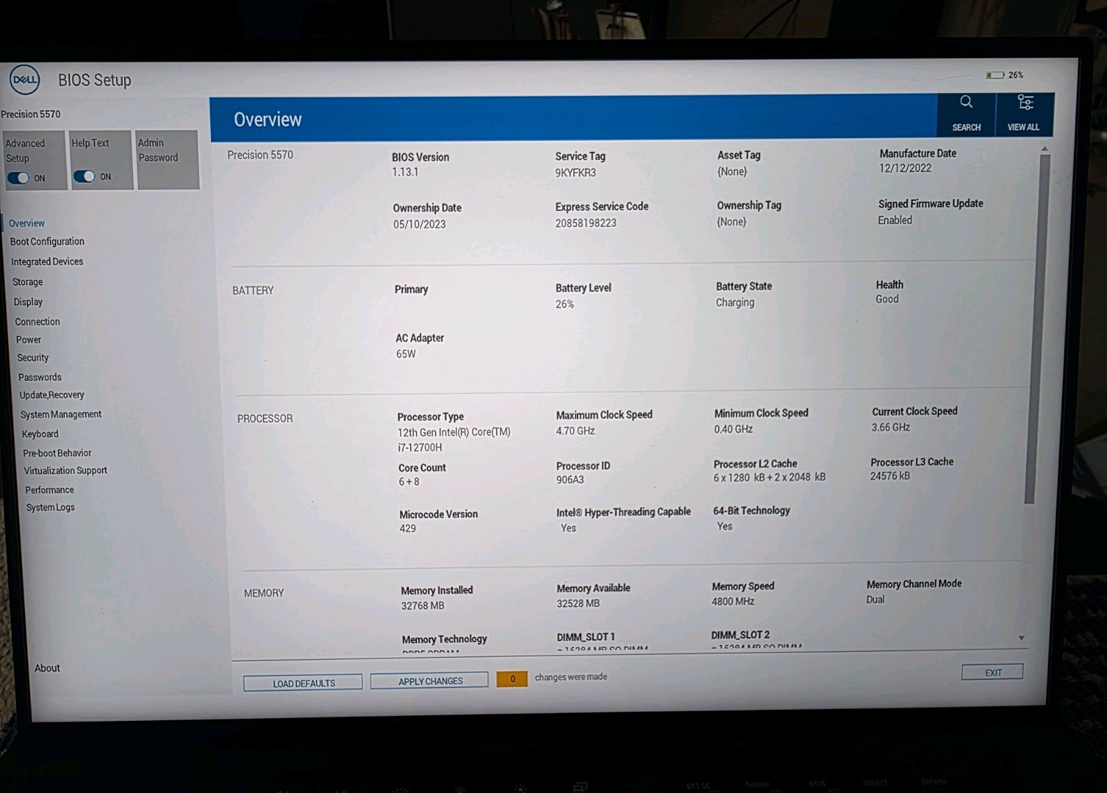 Dell Precision 5570 15.6 i7-12700H 32GB 2 x 512GB, RTX A2000 Windows 11 Pro