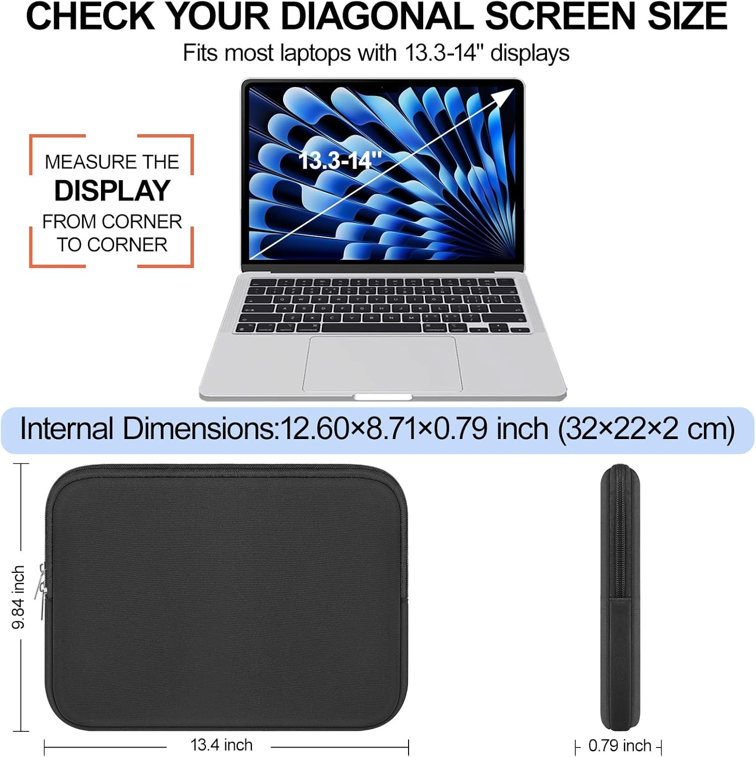 Laptop Sleeve Case, 13.3 Inch Padded Protective Cover for MacBook Air/Pro 13 Inc