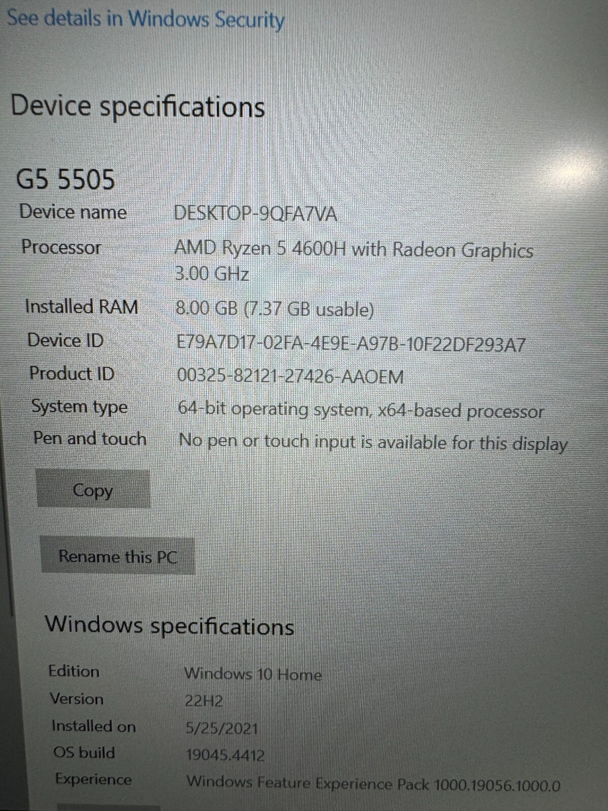Dell G5 5505 Gaming Laptop Amd Graphics Ryzen 5 With Charger