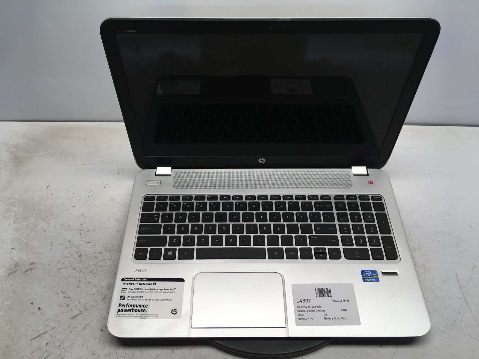HP Envy 15-J031NR Intel i5-3230M 2.6GHz 6 GB NO HDD