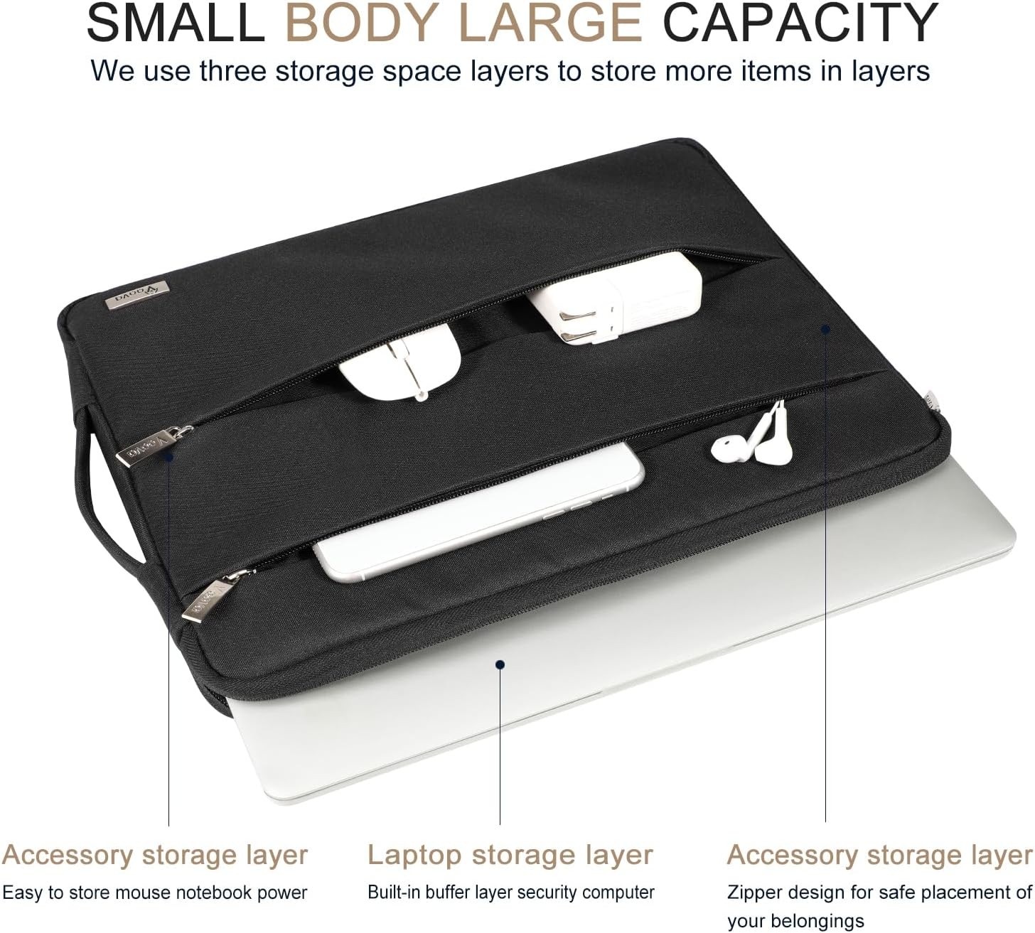 14 15 Inch Laptop Sleeve Case, Waterproof Computer Bag Cover for MacBook Air 15