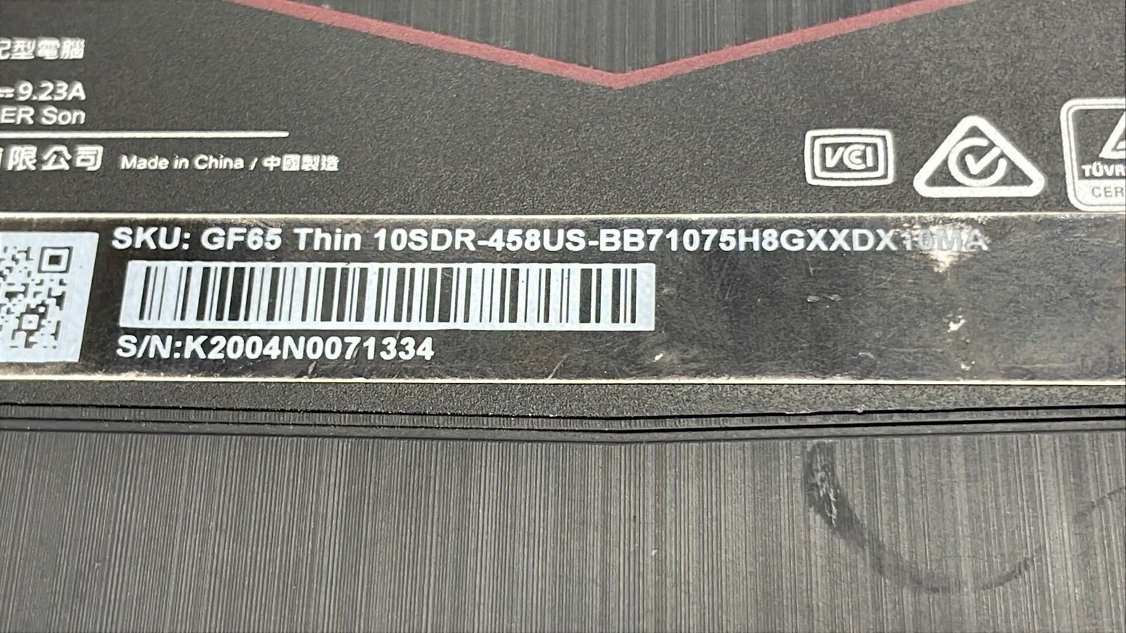 MSI GF65 Thin MS-16W1 K2004N0071334 15.6″ Gaming Notebook PC Black
