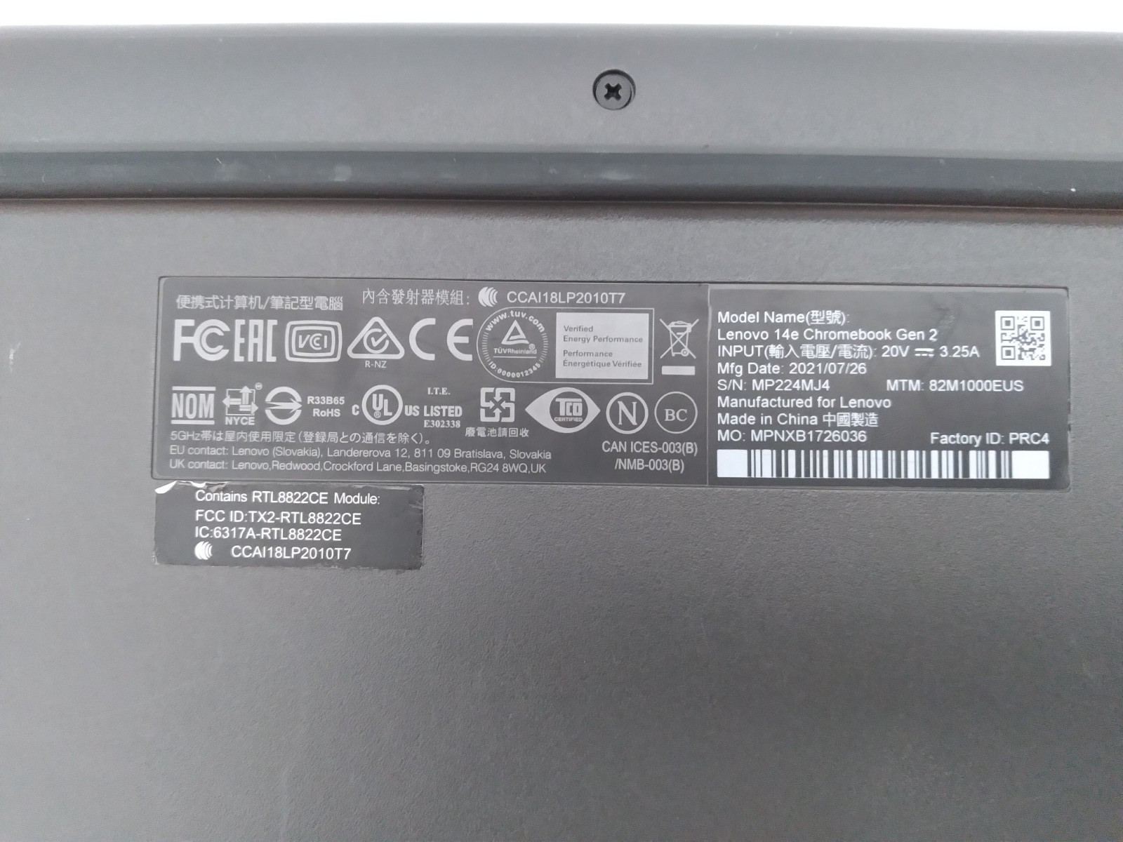 Lenovo 14e Chromebook Gen 2 14″ Touchscreen AMD 3015Ce, 4GB RAM, 32GB EMMC