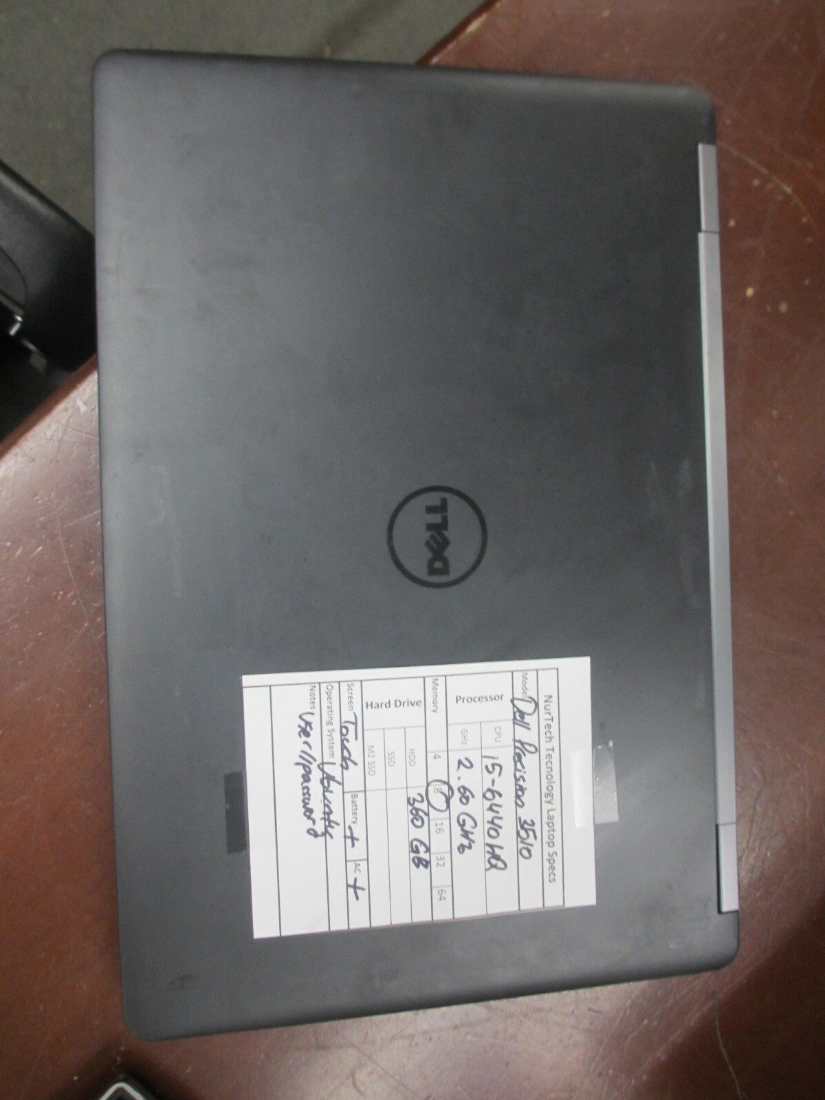 Dell Precision 3510 i5 6440HQ 2.60GHz 8GB/360GB TOUCH Linux Laptop +AC
