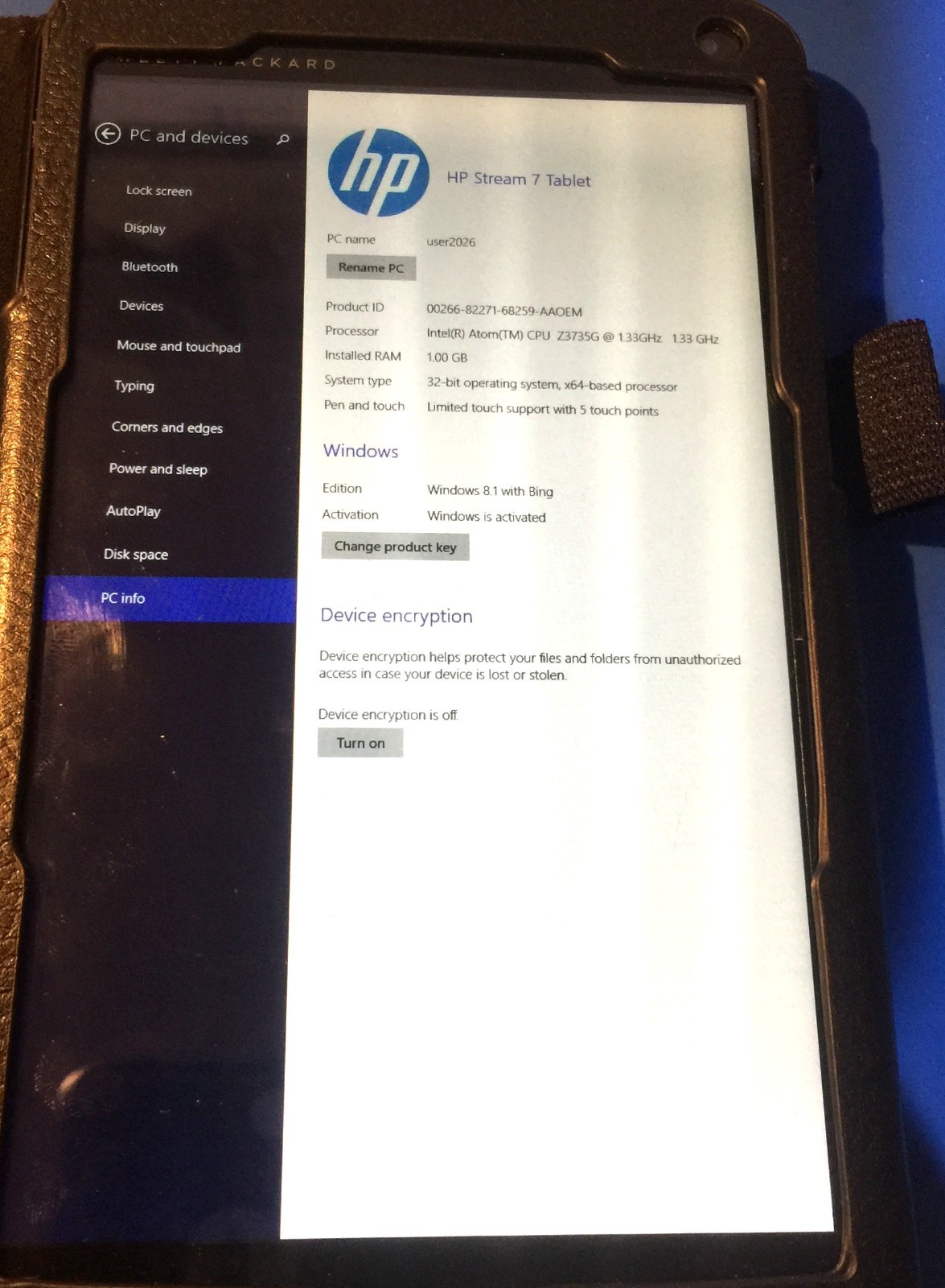 HP Stream 7 5701 Wi-Fi Windows 8.1 Tablet with mini keboard/case works 32gb
