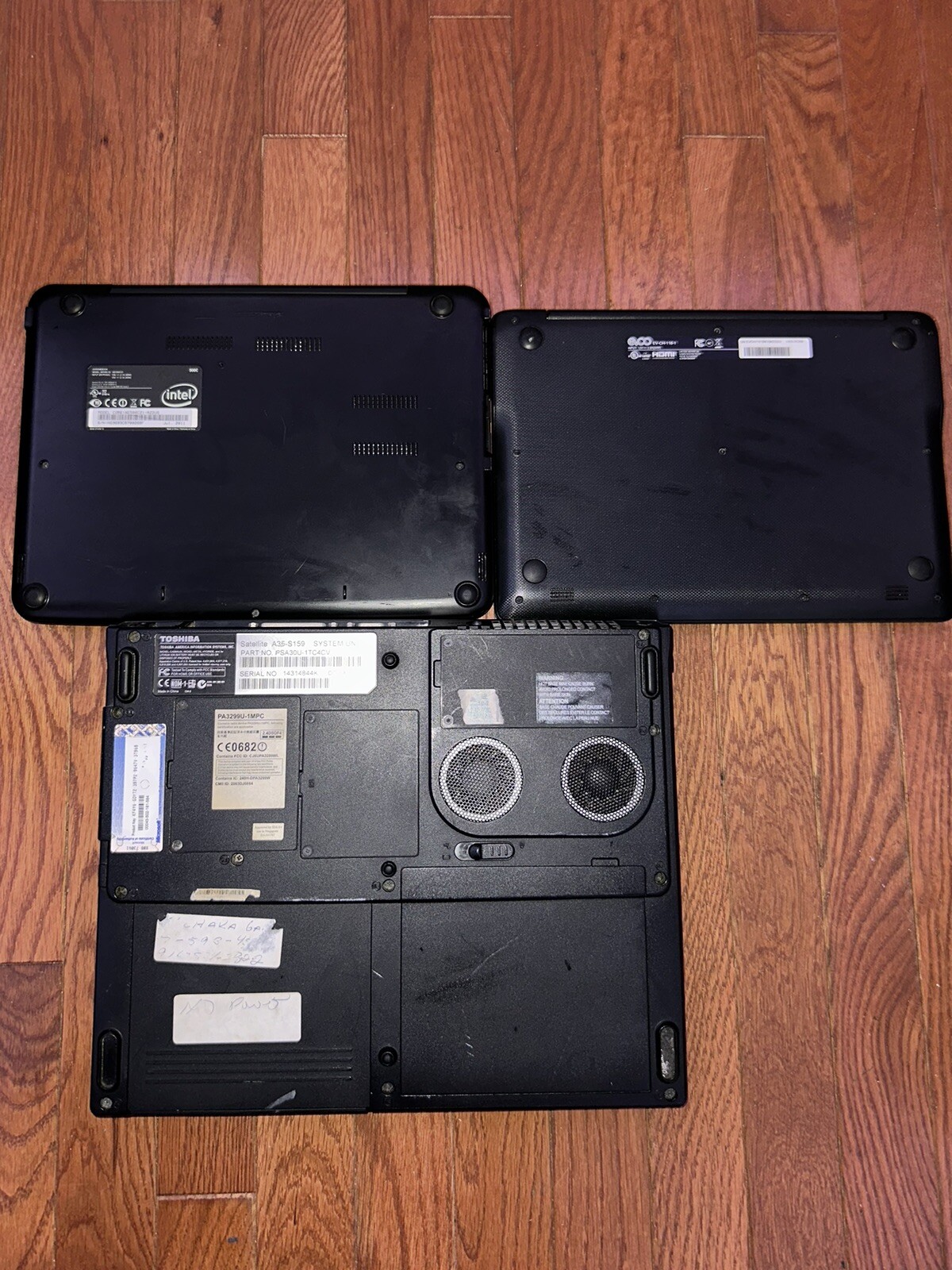 3x Laptops for parts (1x samsung , 1x Toshiba , 1x evoo
