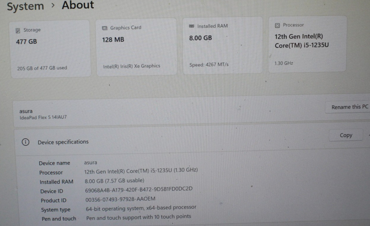 Lenovo Flex 5 -1235U 8GB 128GB