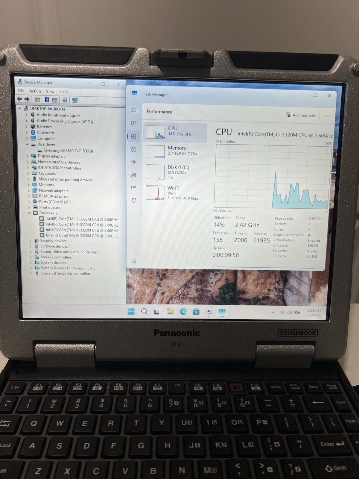 Panasonic Toughbook CF31 MK3 Touch Corei5 2.60GHZ 16GB RAM 500GB SSD Win 11 PRO