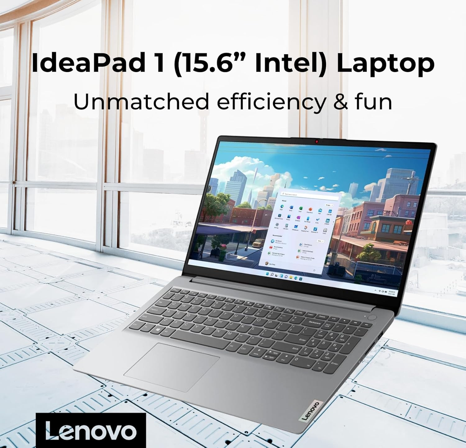 Ideapad 1 Student Laptop, 15.6″ FHD Display, Intel Dual Core Processor, 12GB RAM