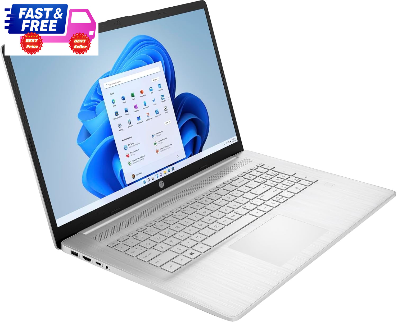 17.3″ FHD Laptop Ryzen 5 5500U 8GB RAM 256GB SSD IPS Display Silver