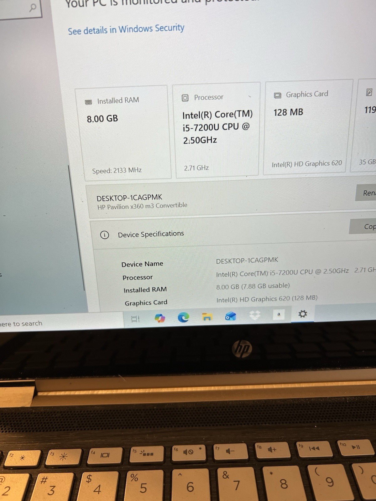 HP Pavilion x360 15-ER0225OD 15.6″ i5-1135G7 2.4GHz 8GB RAM 128GB SSD