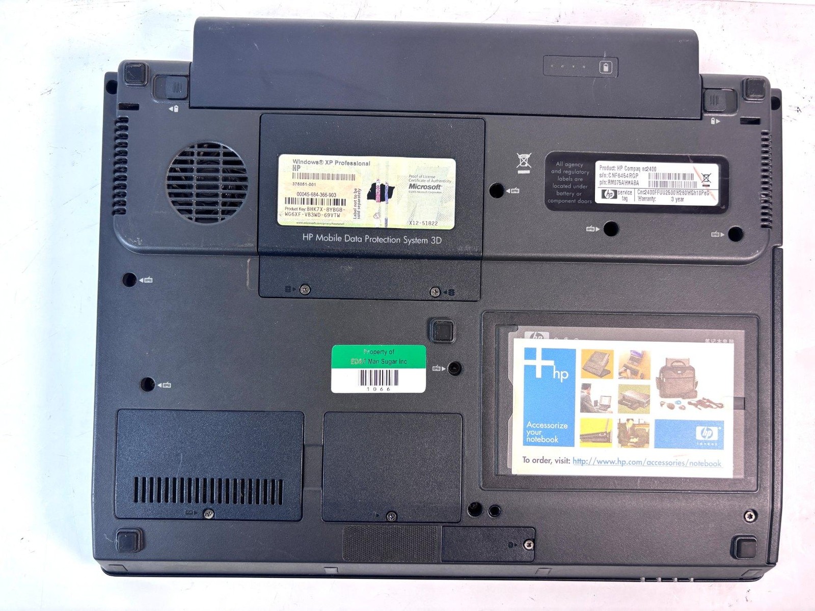 HP Compaq NC2400 – 12″ HD, 1.2GHz Solo U1400, 2GB RAM, 120GB HDD, Windows XP