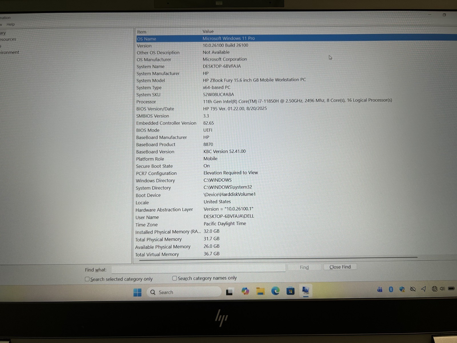 HP ZBook Fury 15 G8 15.6″ i7-11850H @ 2.50GHz 1 TB NVMe SSD 32GB RAM Win 11