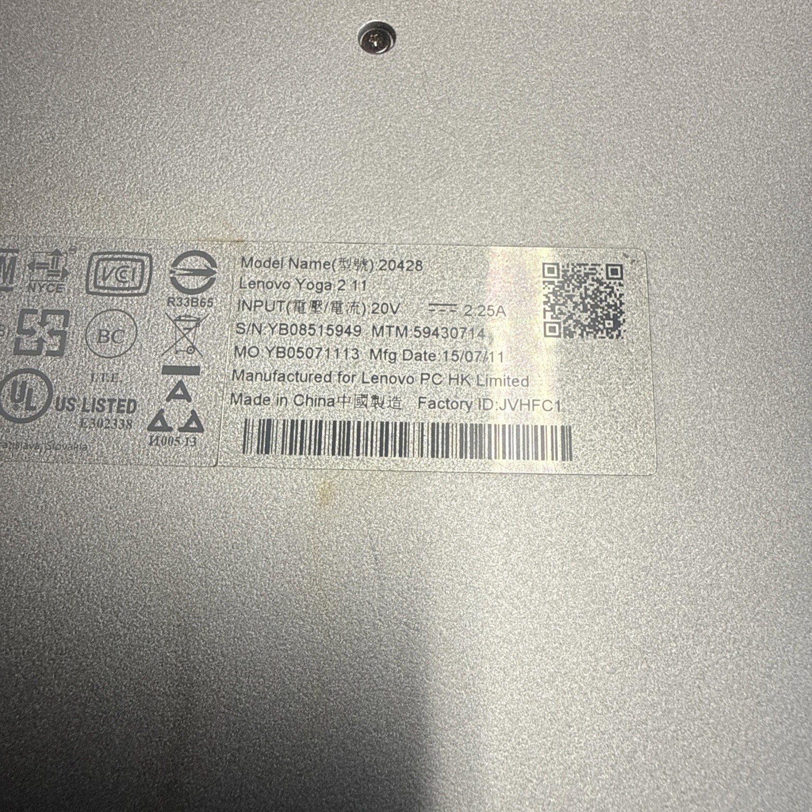 Used Lenovo Yoga 2 11 2-in-1 Convertible Laptop / Tablet 360° hinge Touchscreen