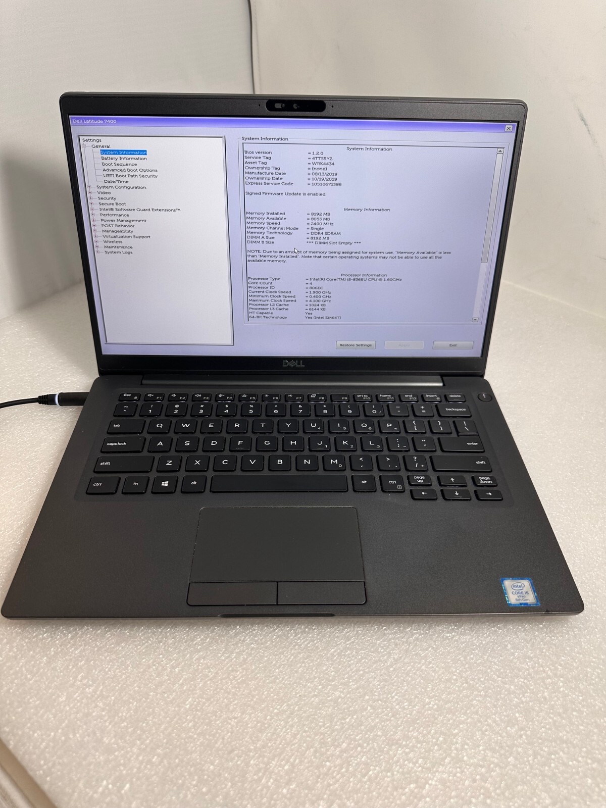 Dell Latitude 7400 14” Laptop Intel i5-8365U Quad-Core 8GB RAM 256GB SSD