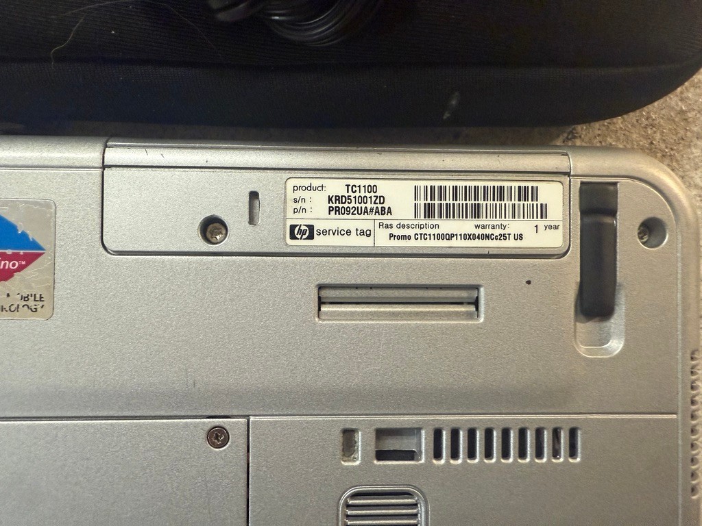 HP Compaq tc1100 Tablet PC Pentium M 1GHz 256MB. BATTERY ISSUE BUT READ DESCRIPT