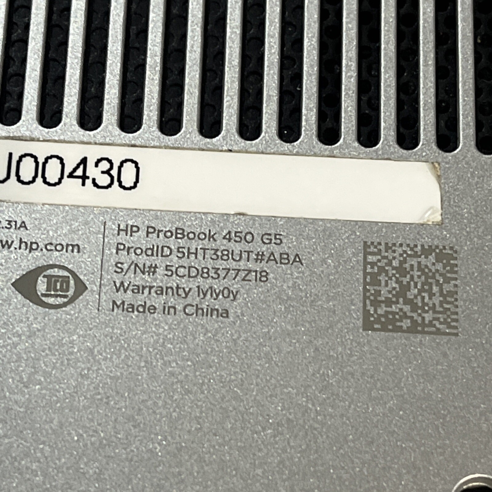 HP PROBOOK 450 G5 INTEL CORE I5-7200U 2.50GHZ 8GB RAM NO HD +