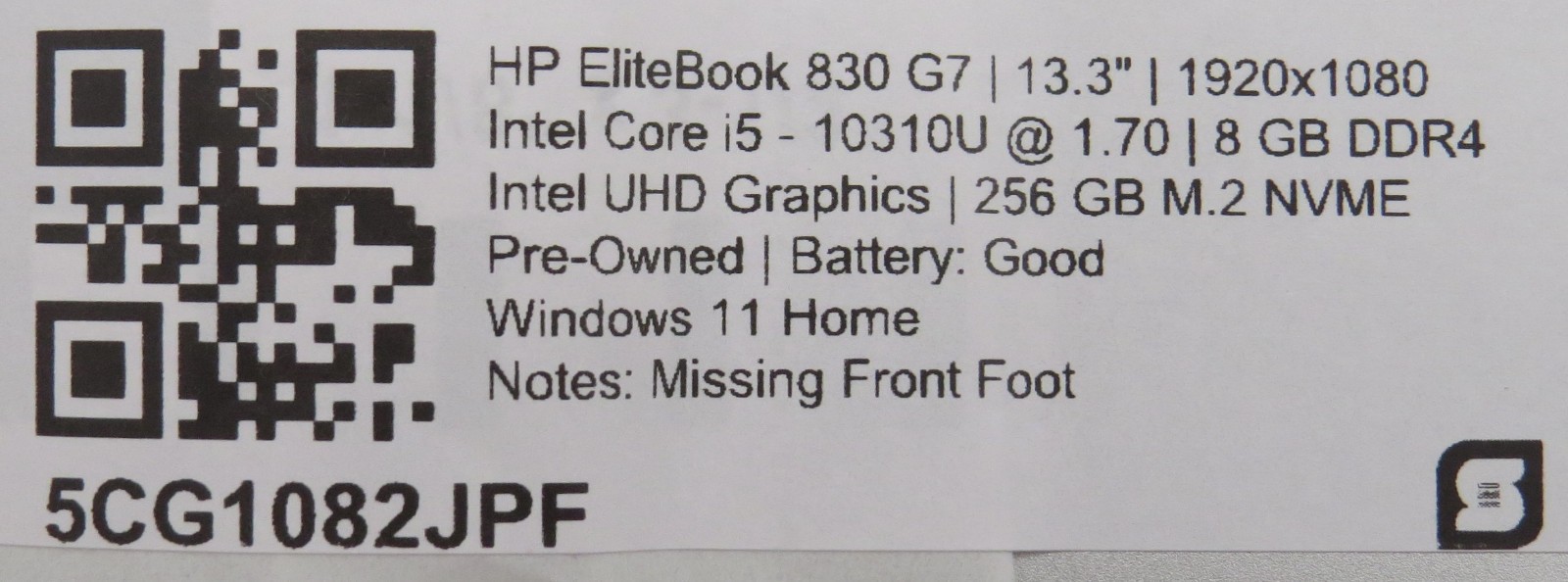 HP Elitebook 830 G7 | i5-10310U @ 1.7GHz | 8GB DDR4 | 256GB m2 | 13″ | Win 11
