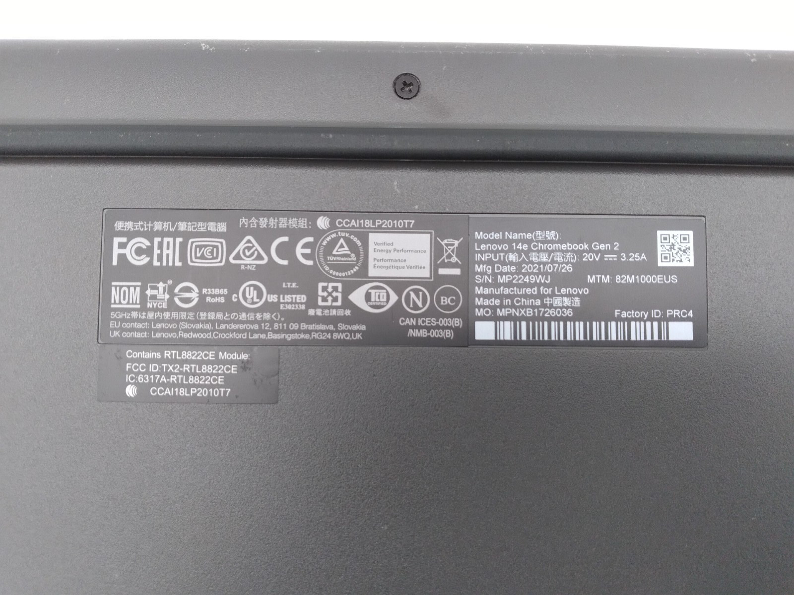 Lenovo 14e Chromebook Gen 2 14″ Touchscreen AMD 3015Ce, 4GB RAM, 32GB EMMC