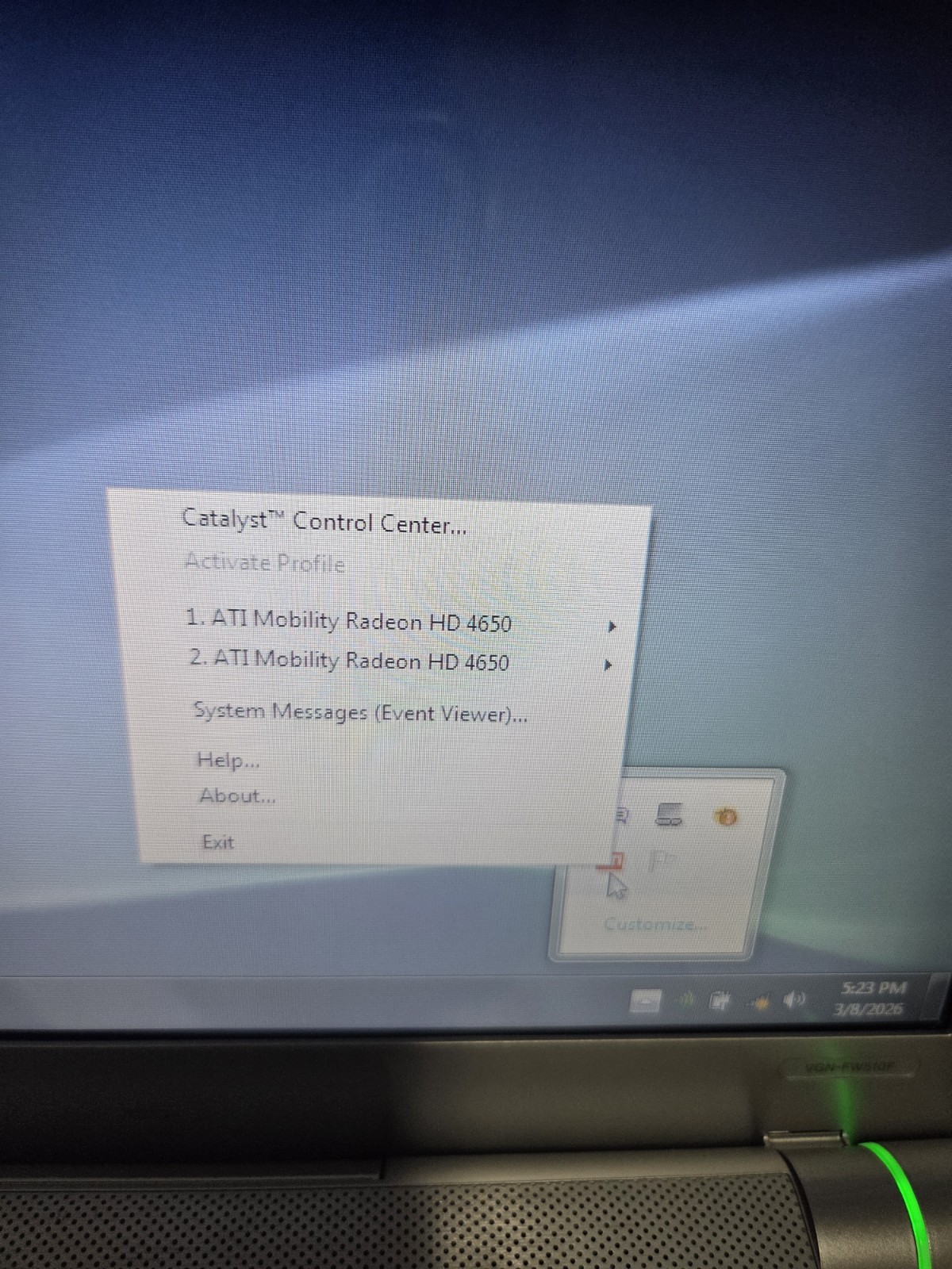 Sony VAIO VGN-FW510F 16.4″ Display Intel Core 2 Duo Radeon 4650 Gpu Factory