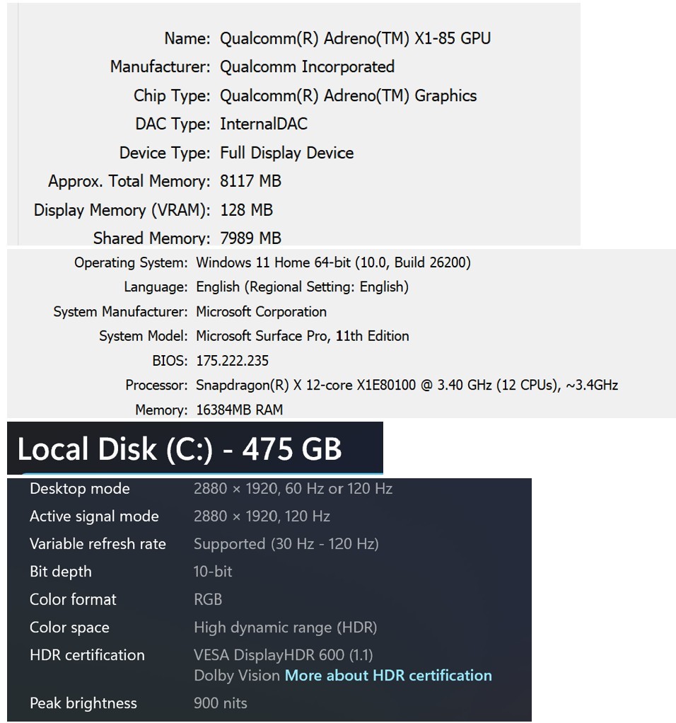 Microsoft Surface Pro 11th Edition 13″ Snapdragon X Elite 16GB 512TB SSD