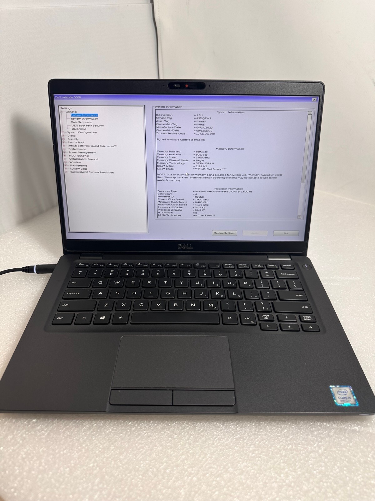 Dell Latitude 5300 Intel Core i5 1.60GHz 512GB PCIe 8GB Ram