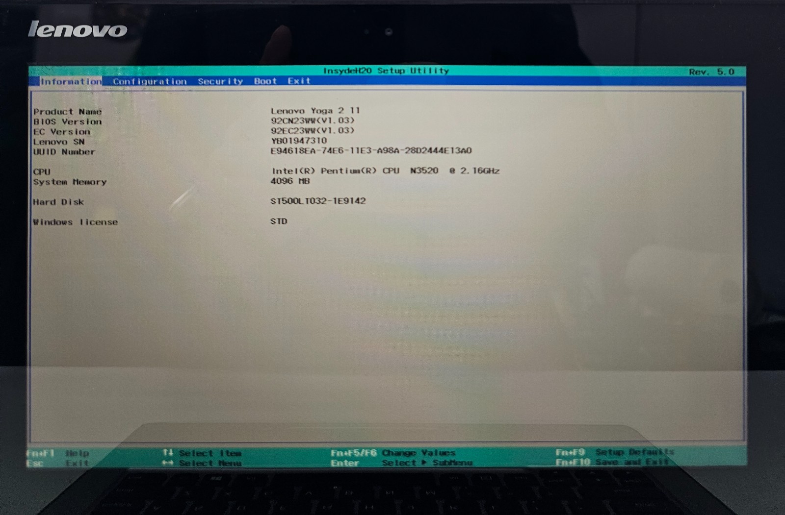 Lenovo Yoga 2 11 Laptop Intel Pentium N3520 4GB Ram 500GB HDD NO OS (FL)